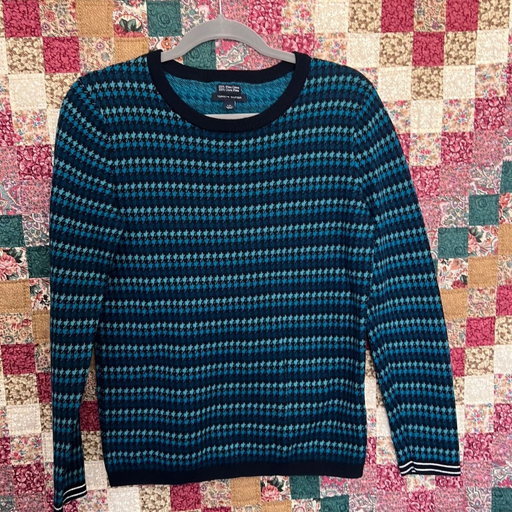 Tommy Hilfiger 100% Pima cotton (soft) houndstooth sweater size Large